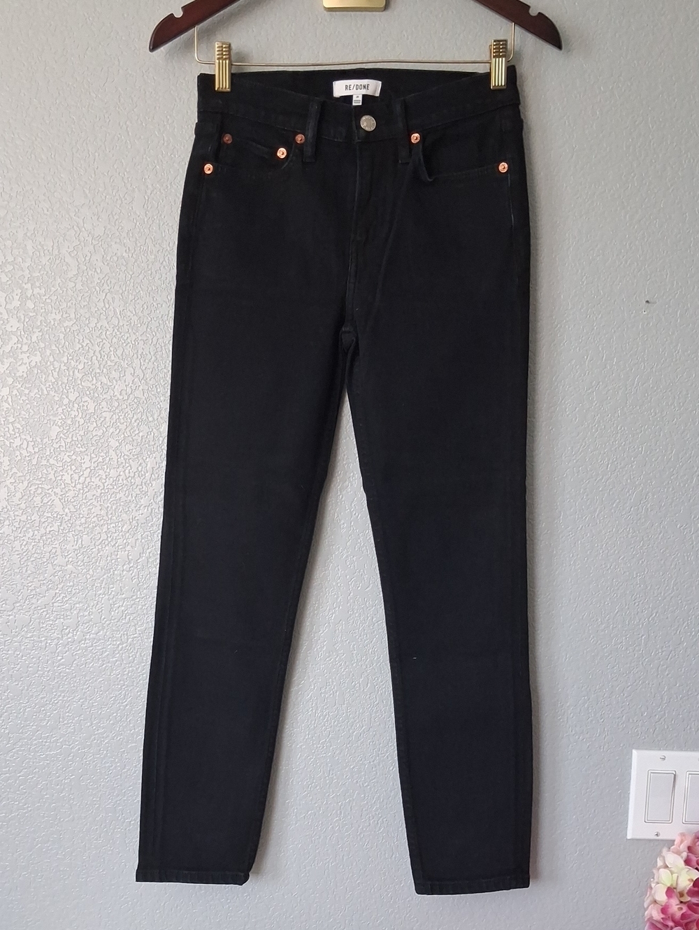 Re/Done Black Skinny High-Rise Jeans